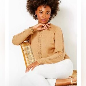 LILLY PULITZER ESMA SWEATER *HEATHERED RATTAN* RAGLAN CREWNECK  SIZE XL
